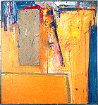 Collage in Orange and Blue, 1965, ac collage, 48h x 44.5w